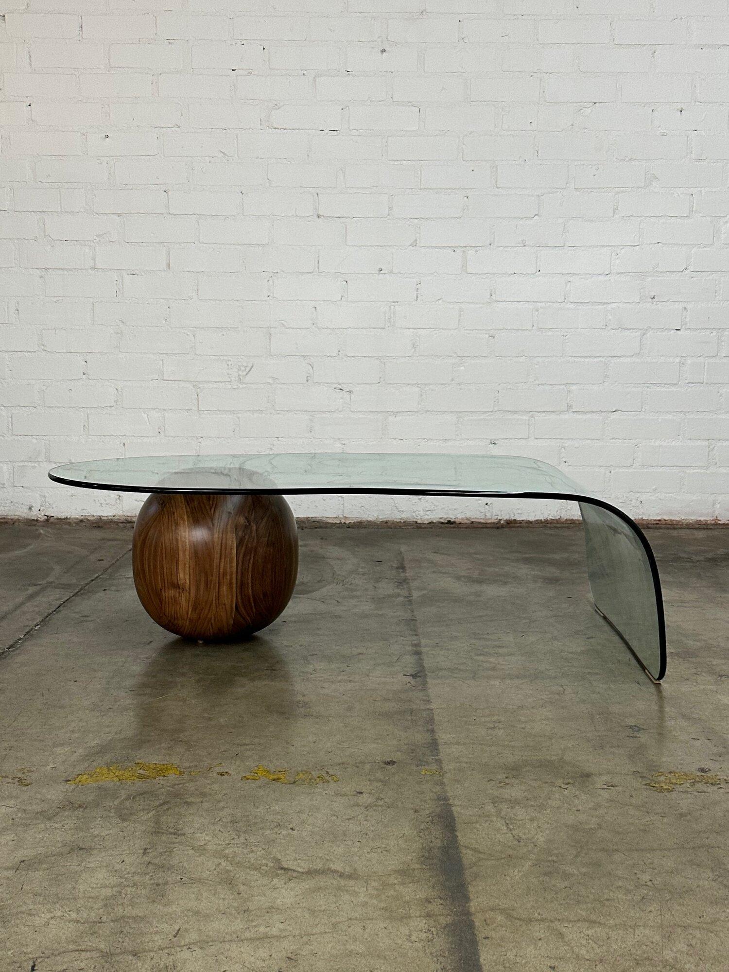 Post-Modern Artisan walnut waterfall coffee table