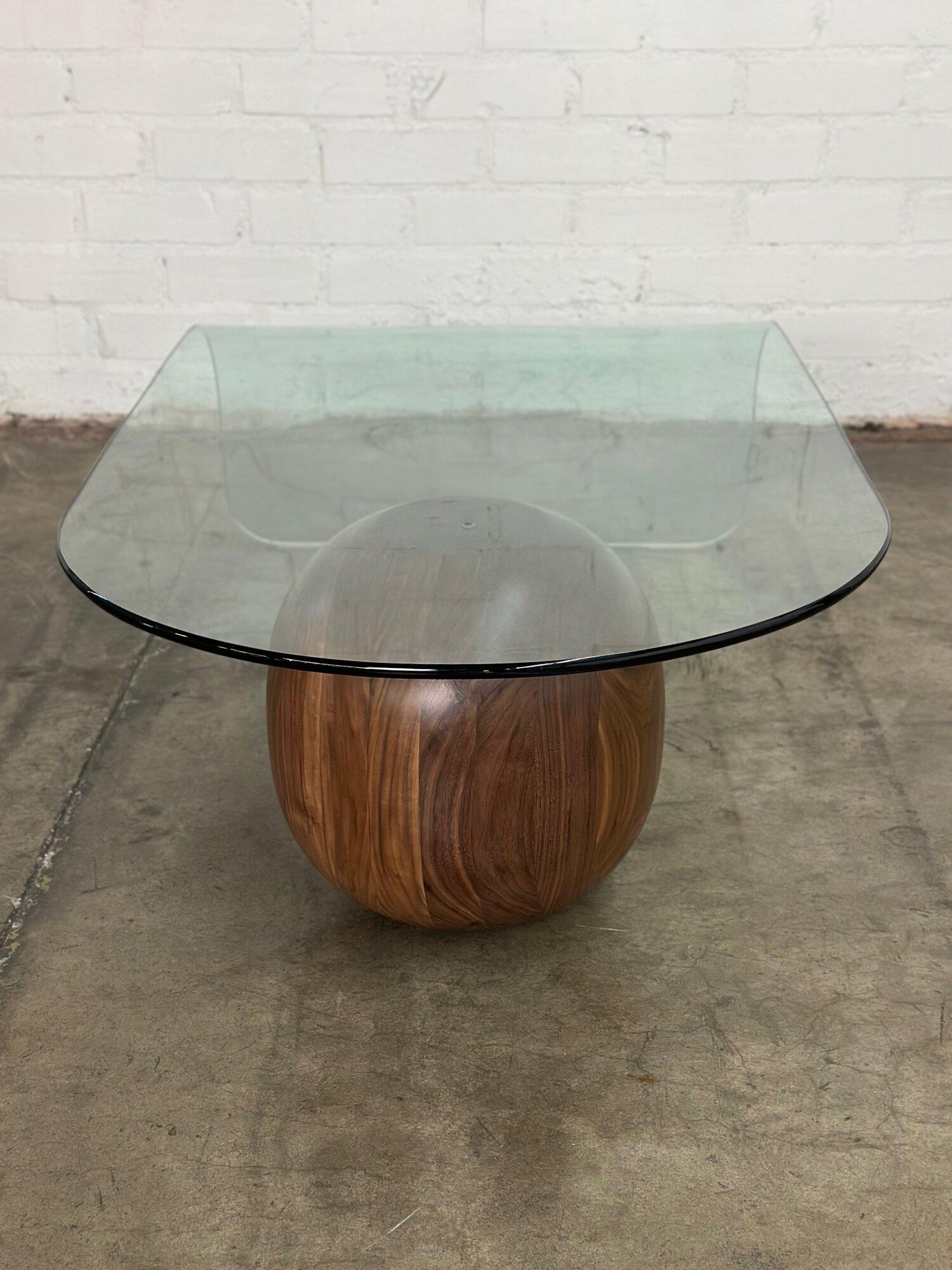 Artisan walnut waterfall coffee table In Good Condition In Los Angeles, CA