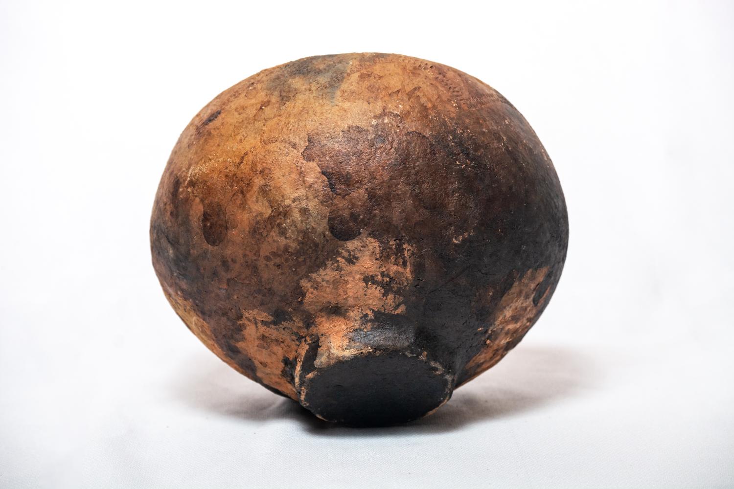 Contemporary Artisan Wood-Ash Fired Local Clay Vase For Sale