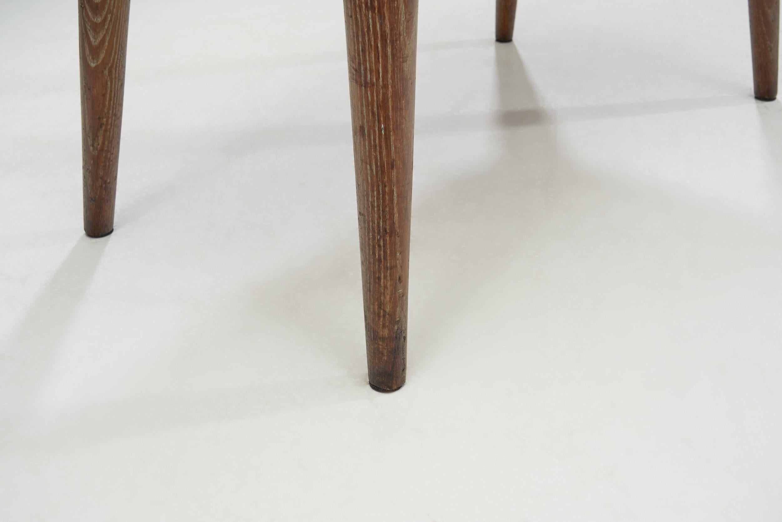 Artisan Wood Side Table with Decorative Carved Legs, Europe 1950s For Sale 10