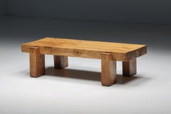 Artisan Wooden Rectangular Coffee Table, France, 1940s