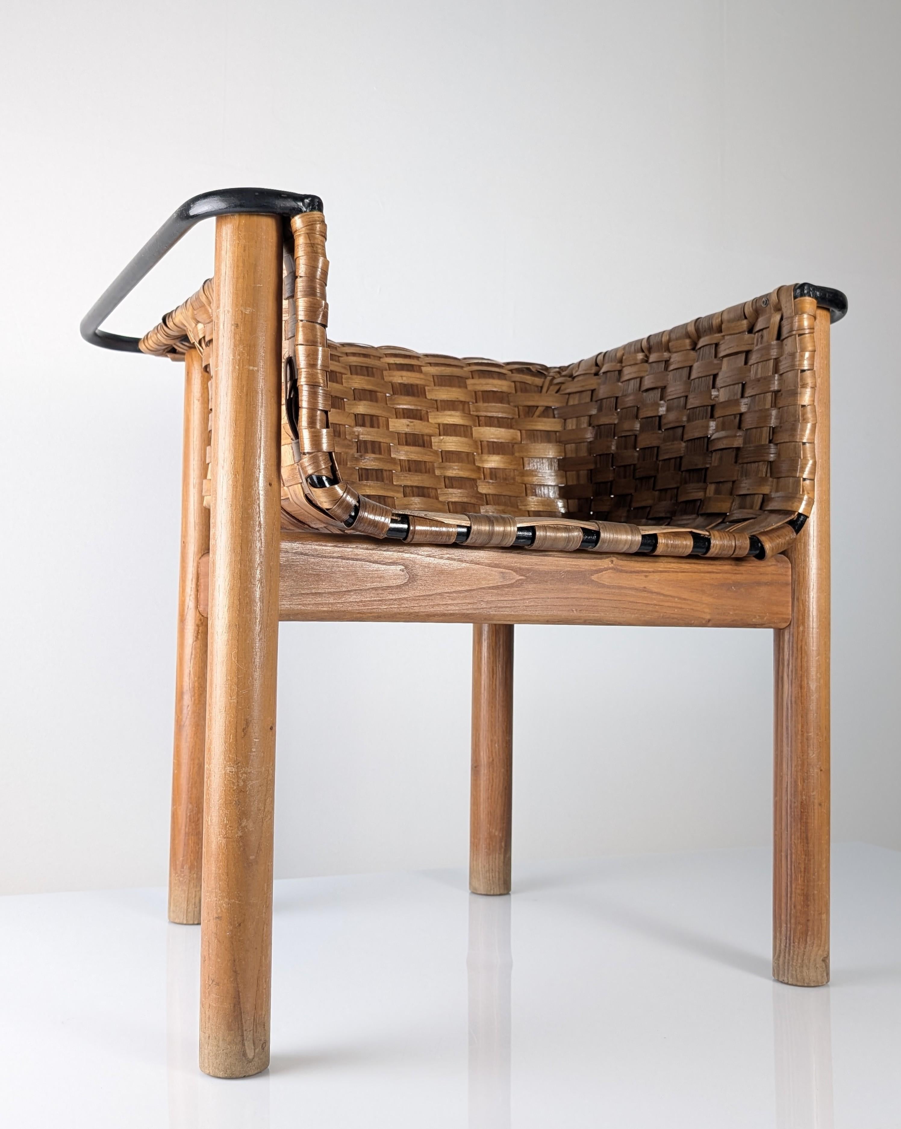 Artisan Woven Chestnut Chair by Longinos, National Craft Award, Spain 1980s For Sale 3