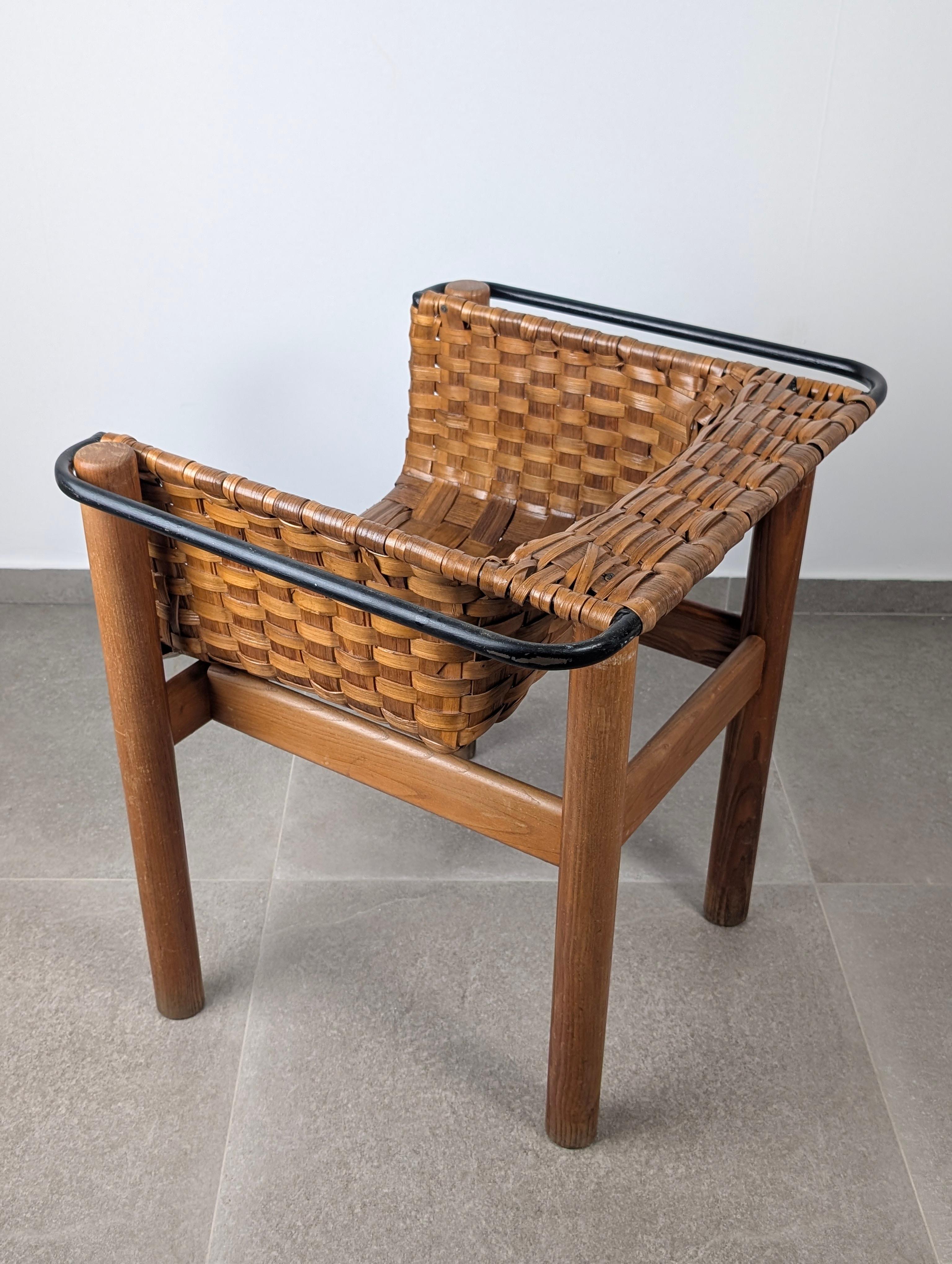 Artisan Woven Chestnut Chair by Longinos, National Craft Award, Spain 1980s For Sale 7