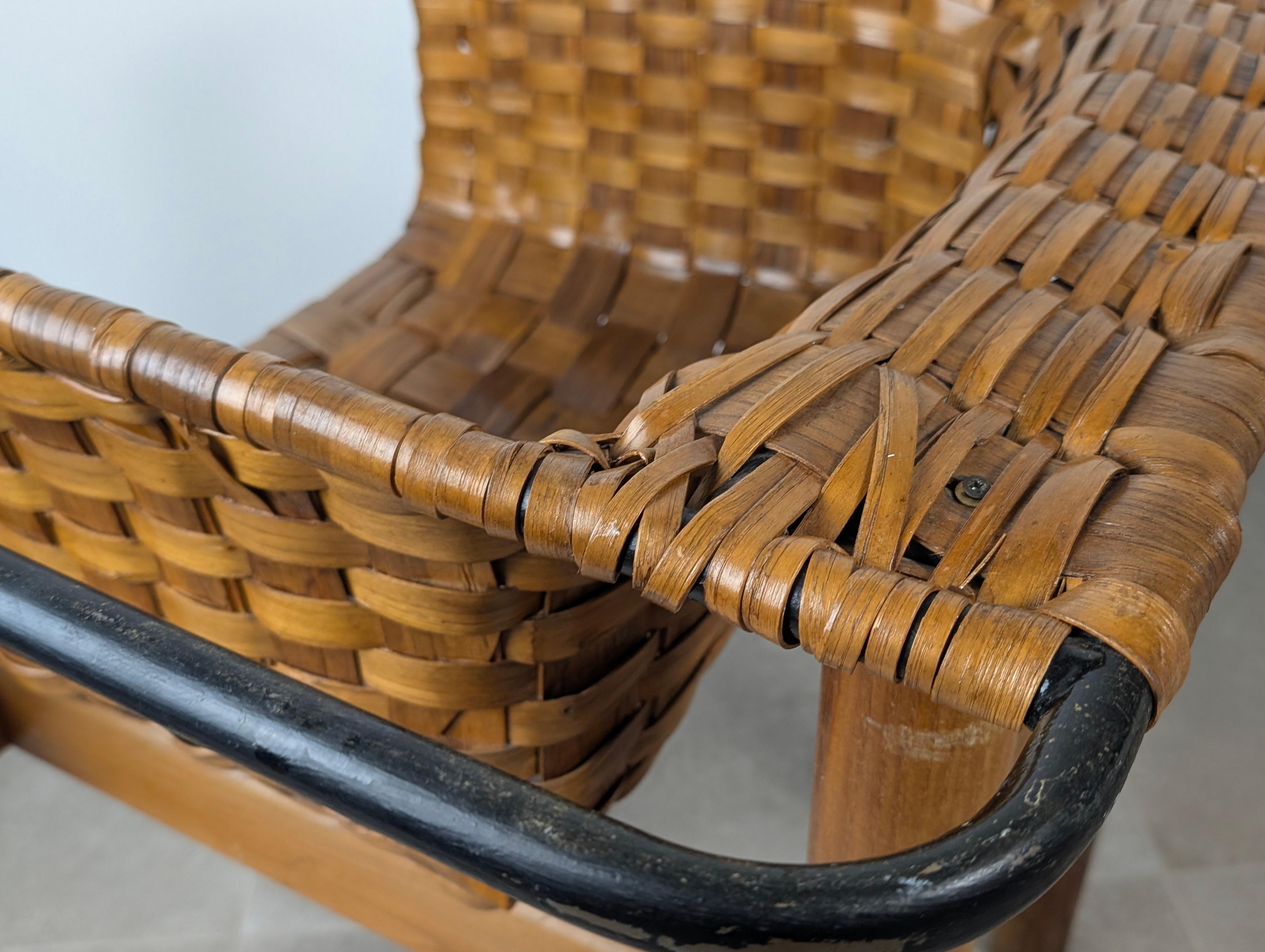 Artisan Woven Chestnut Chair by Longinos, National Craft Award, Spain 1980s For Sale 11