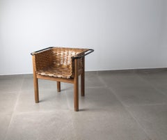 Artisan Woven Chestnut Chair by Longinos, National Craft Award, Spain 1980s
