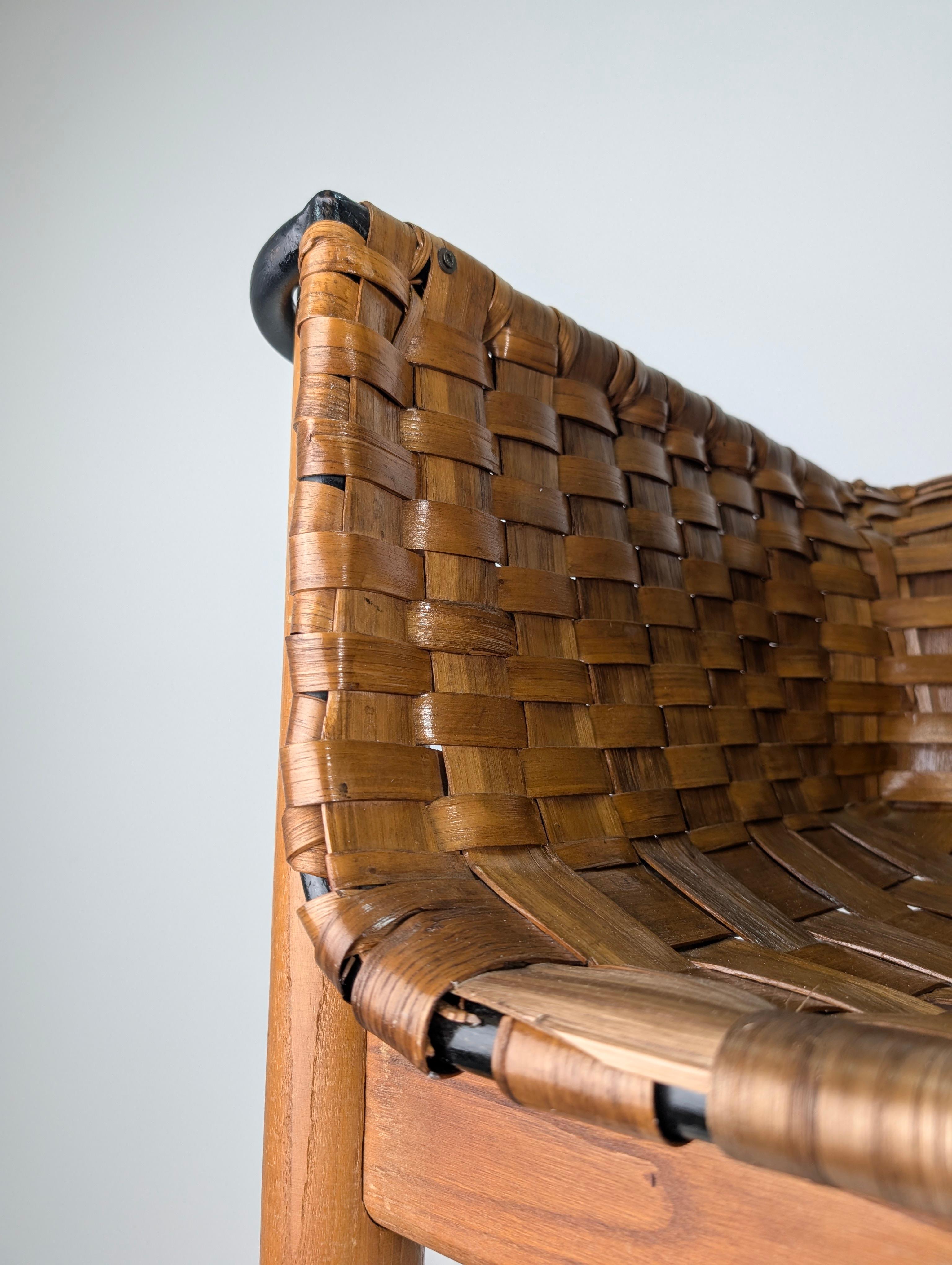 Artisan Woven Chestnut Chair by Longinos, National Craft Award, Spain 1980s In Good Condition For Sale In Benalmadena, ES
