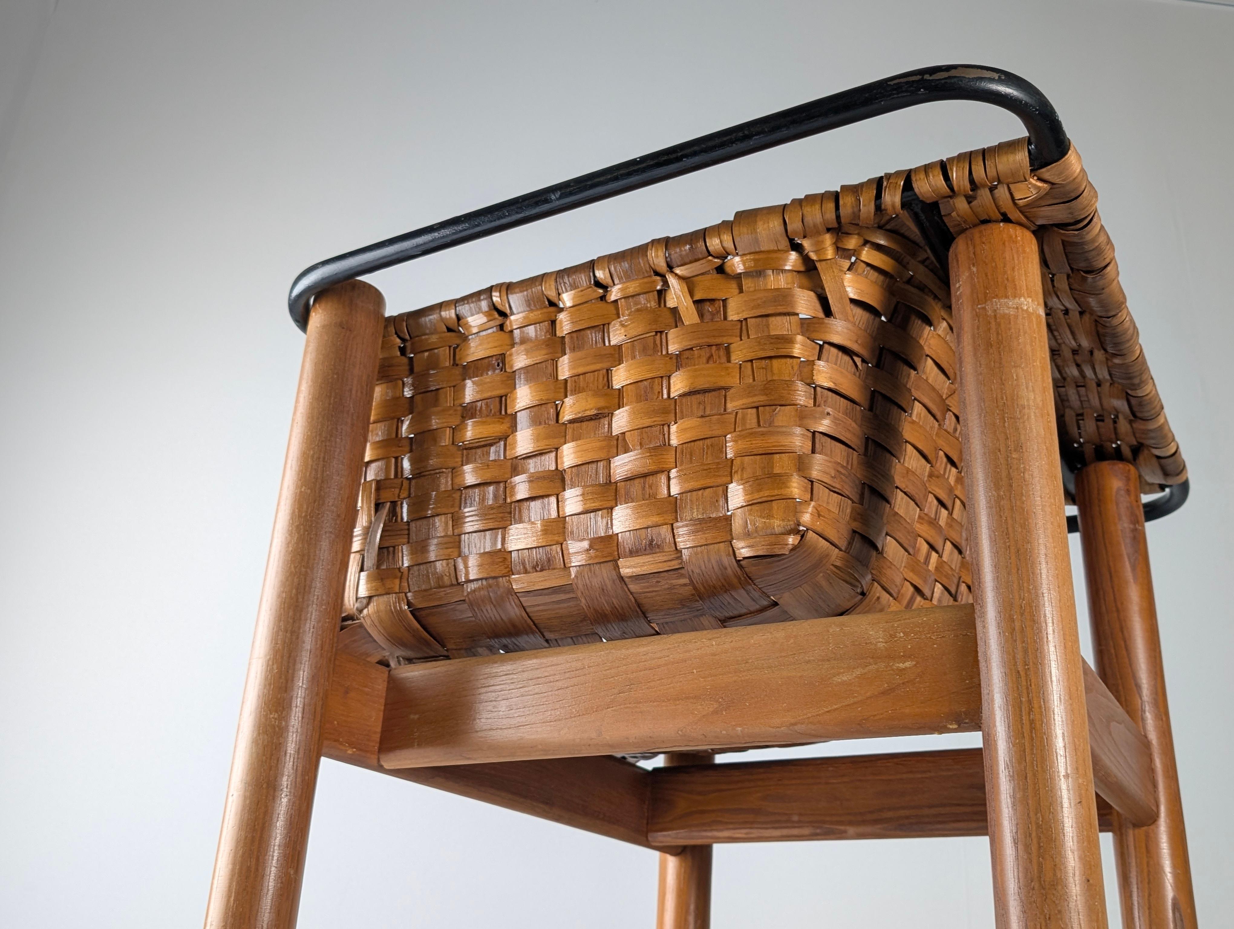 Wood Artisan Woven Chestnut Chair by Longinos, National Craft Award, Spain 1980s For Sale