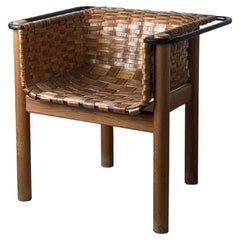Artisan Woven Chestnut Chair by Longinos, National Craft Award, Spain 1980s
