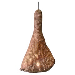 Artisan woven natural fiber pendant lamp, 1950s