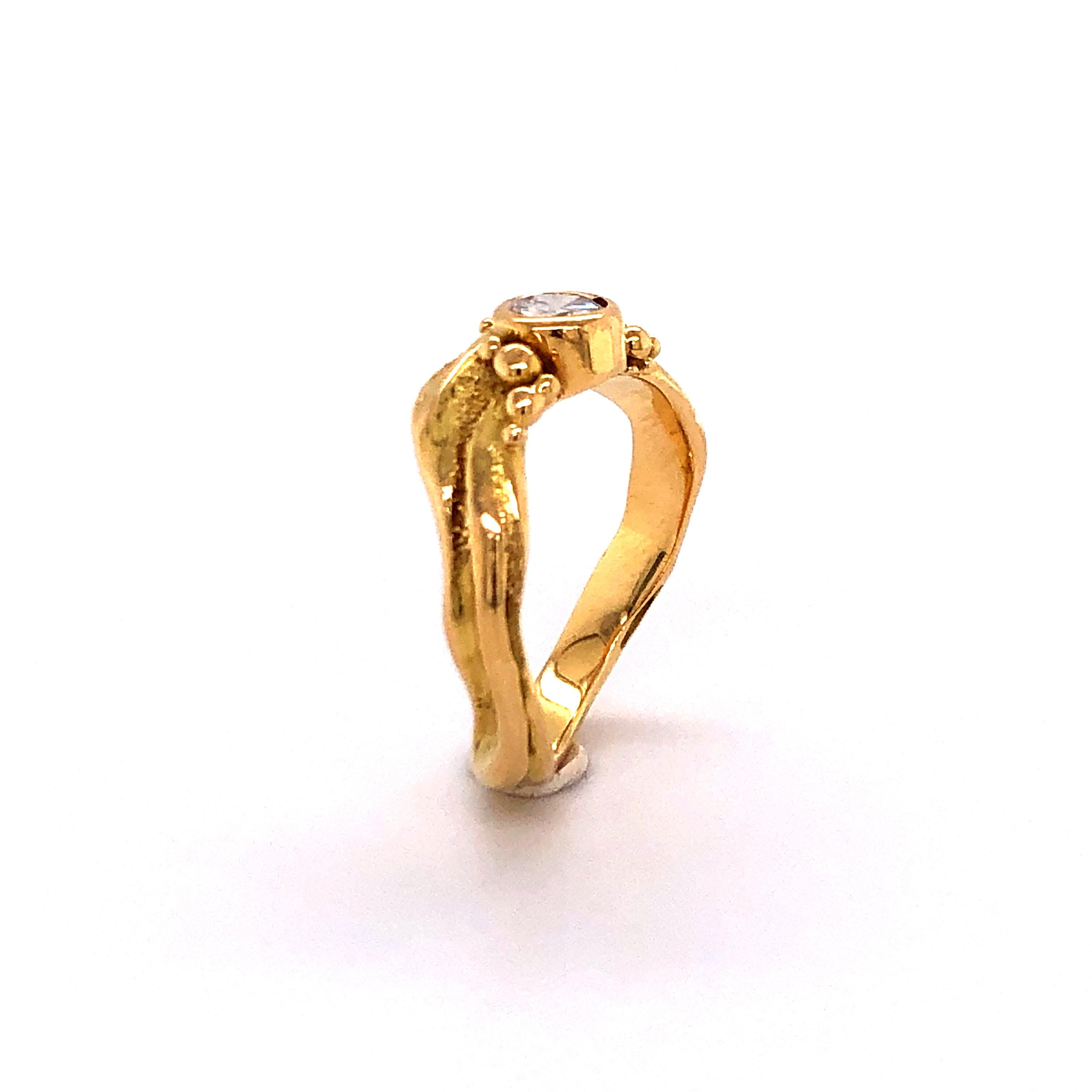Artisan Yellow Gold Ring with Diamond 6