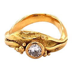 Artisan Yellow Gold Ring with Diamond