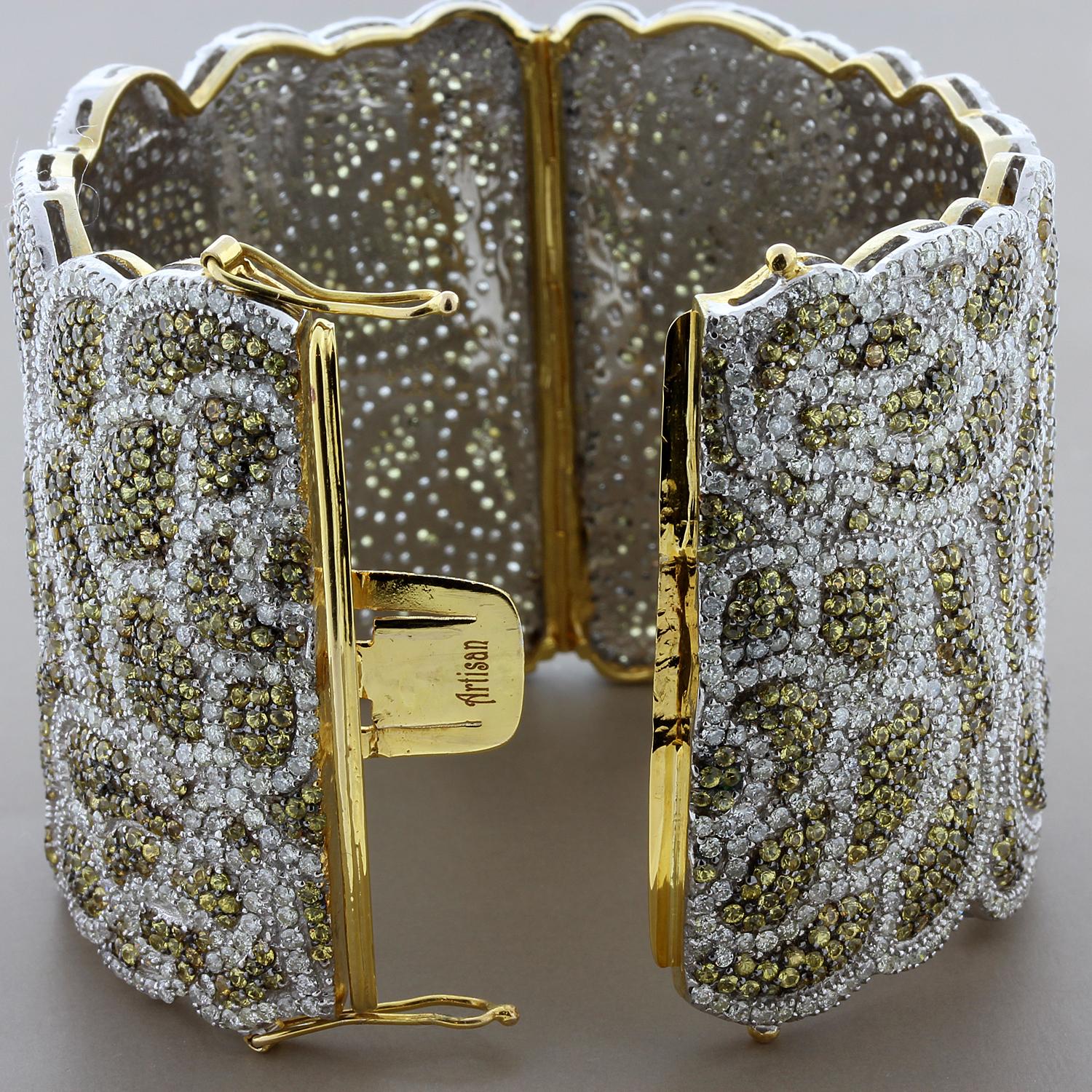 Artisan Gelb Saphir Diamant Zweifarbiges Gold-Roségold-Armband Damen im Angebot