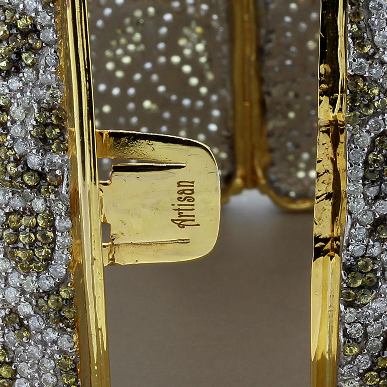 Artisan Yellow Sapphire Diamond Two-Tone Gold Rose Bracelet For Sale 1