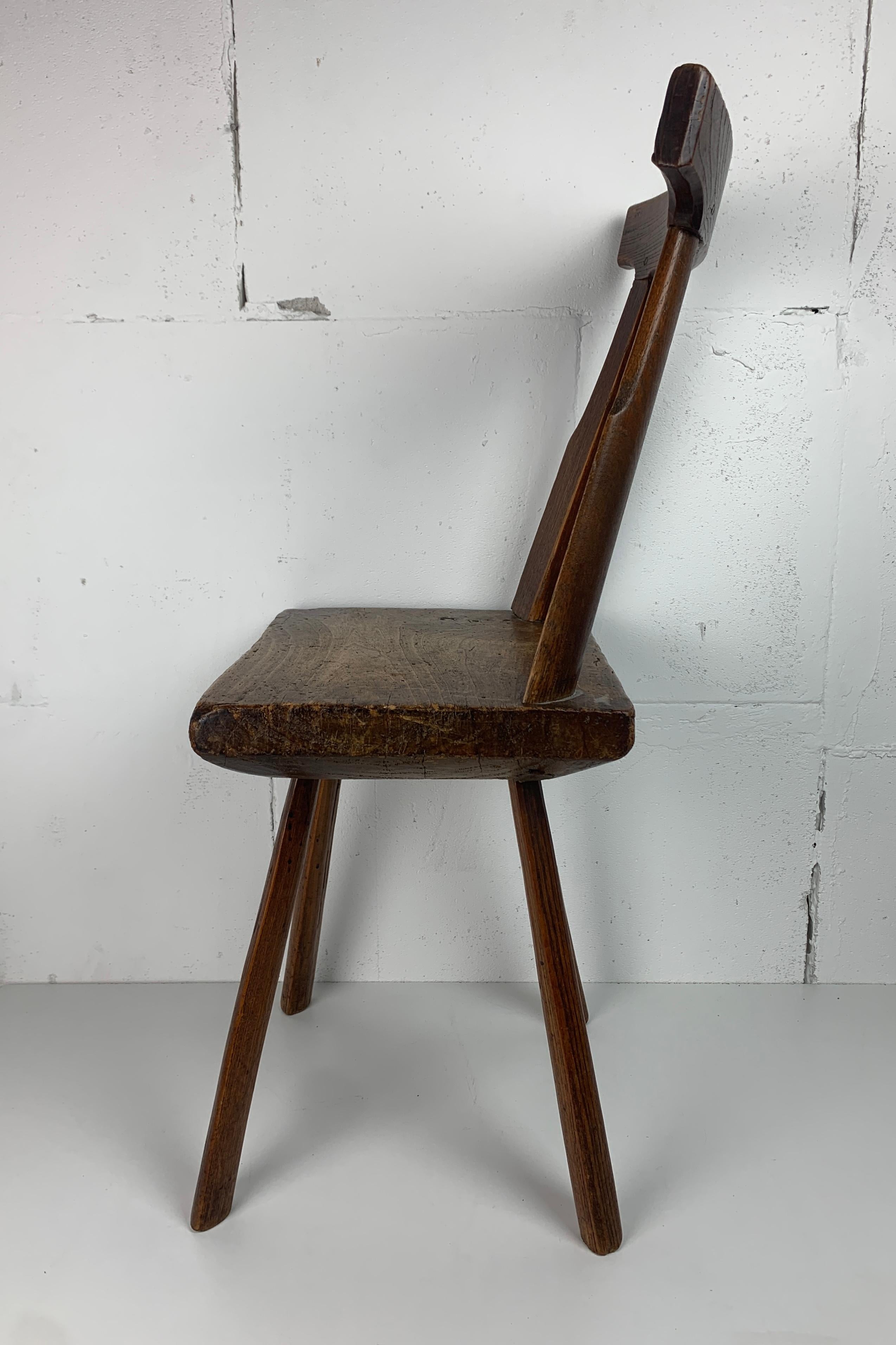 Artisanaal antique hand crafted brutalist farm house side chair, Dutch For Sale 5