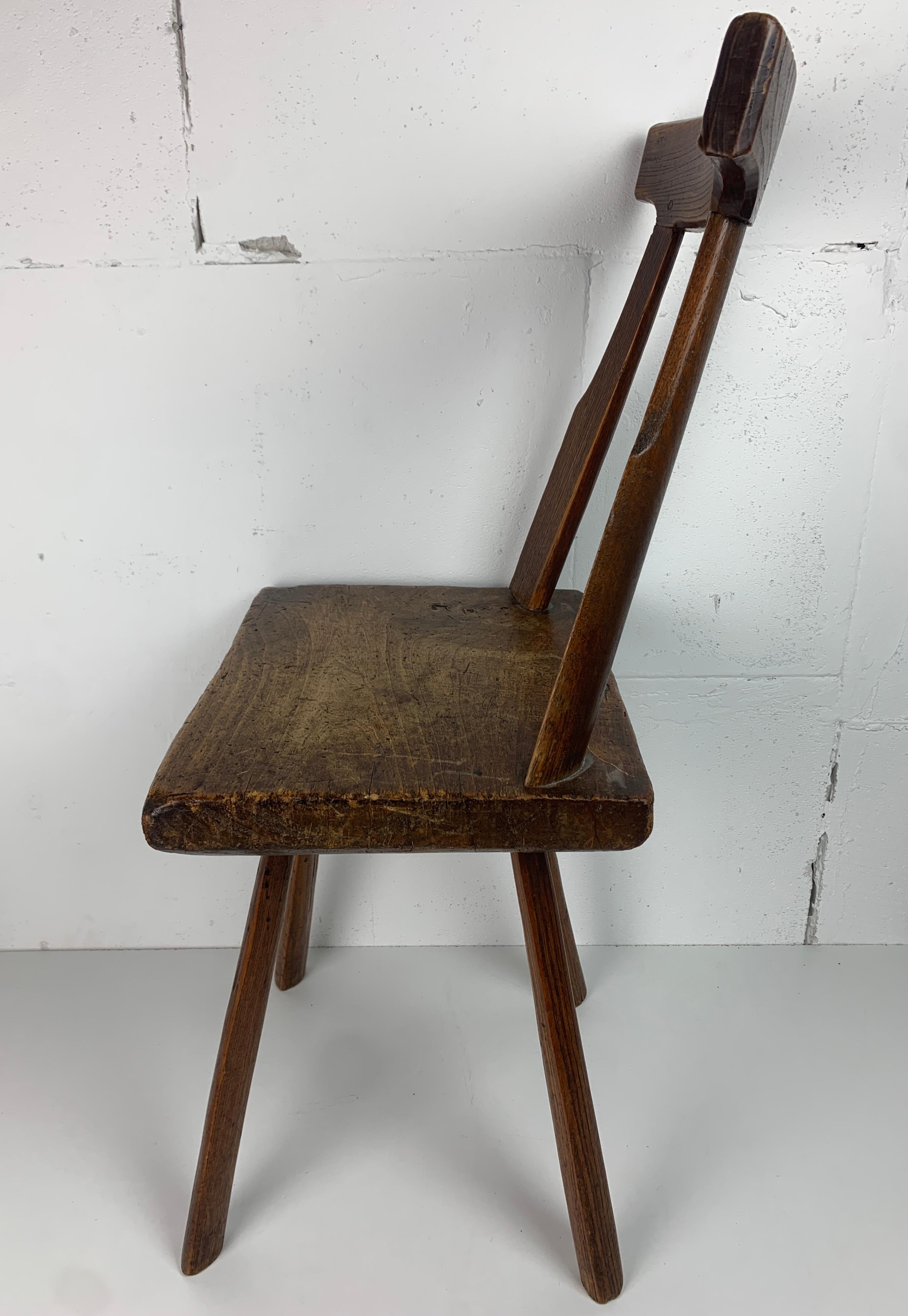 Artisanaal antique hand crafted brutalist farm house side chair, Dutch For Sale 6