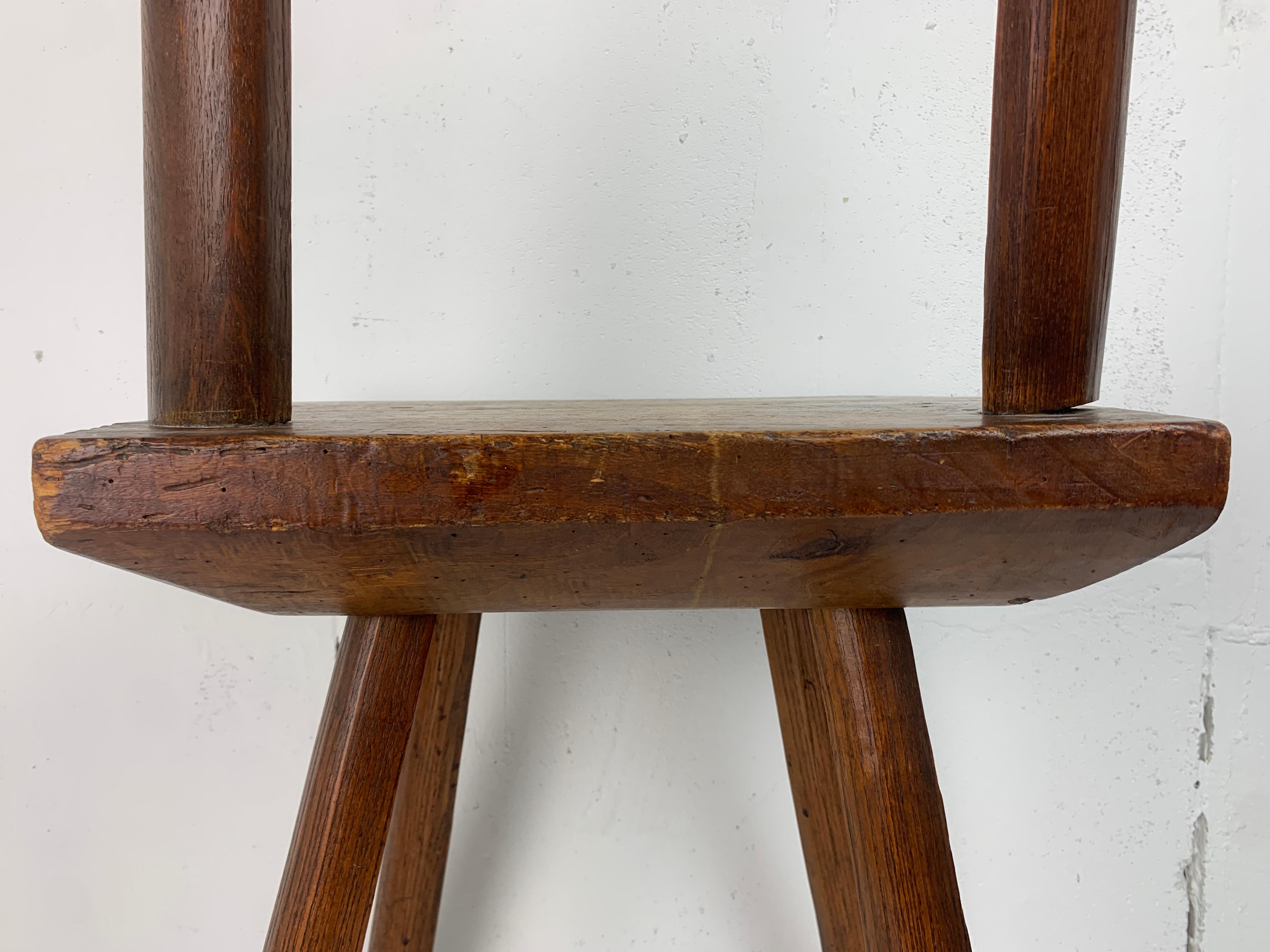 Artisanaal antique hand crafted brutalist farm house side chair, Dutch For Sale 7