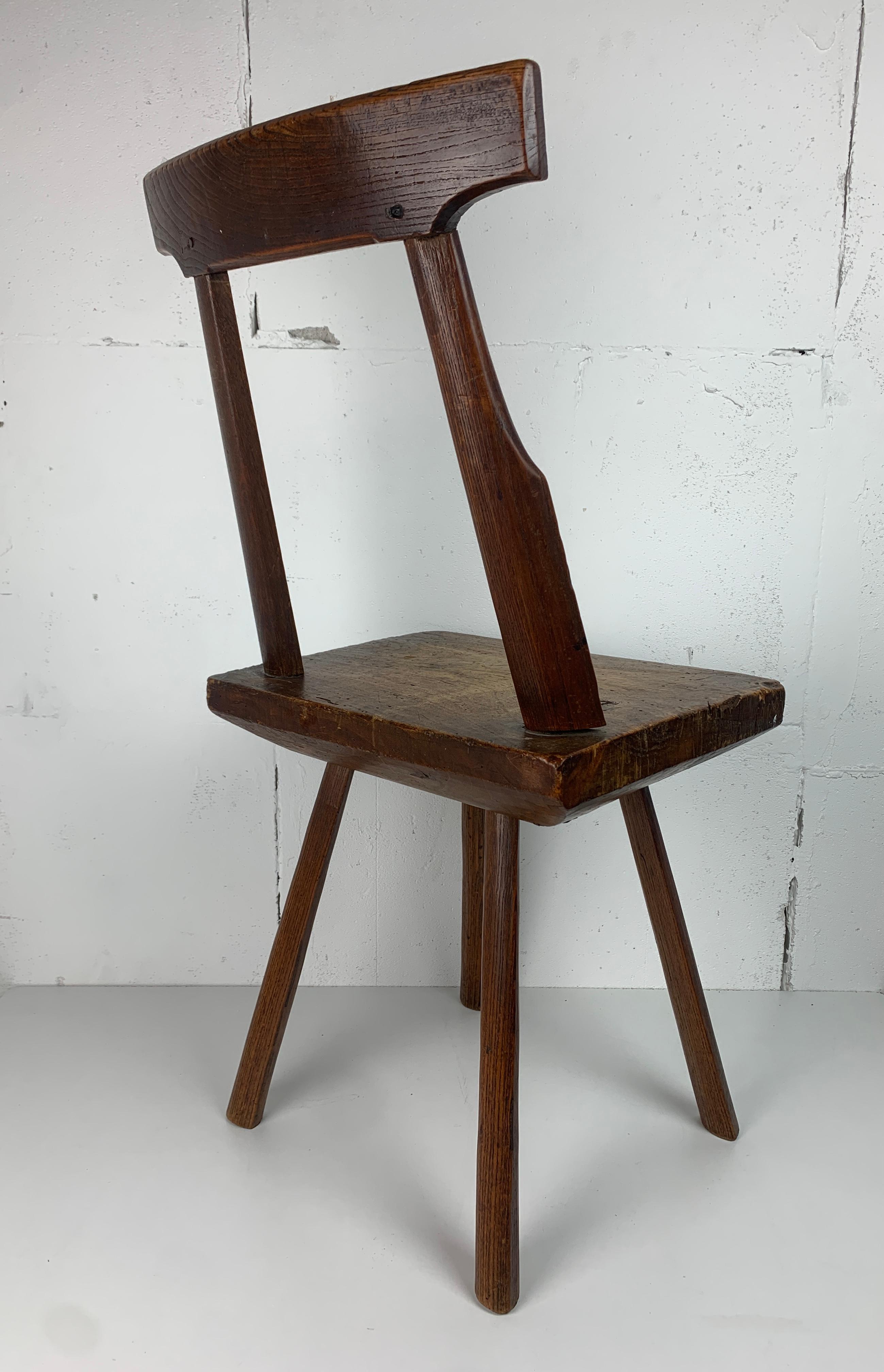 Artisanaal antique hand crafted brutalist farm house side chair, Dutch For Sale 9