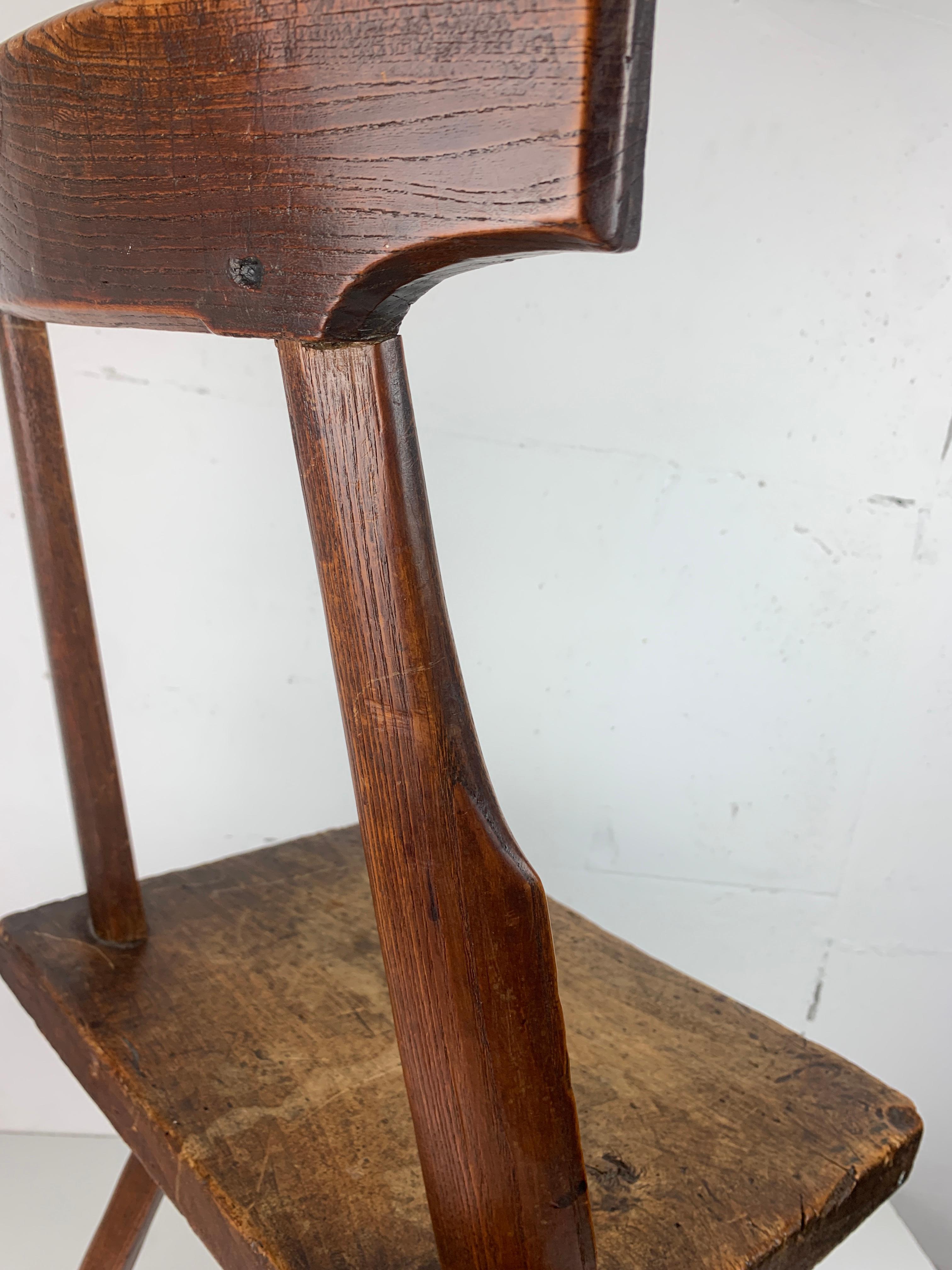 Artisanaal antique hand crafted brutalist farm house side chair, Dutch For Sale 10