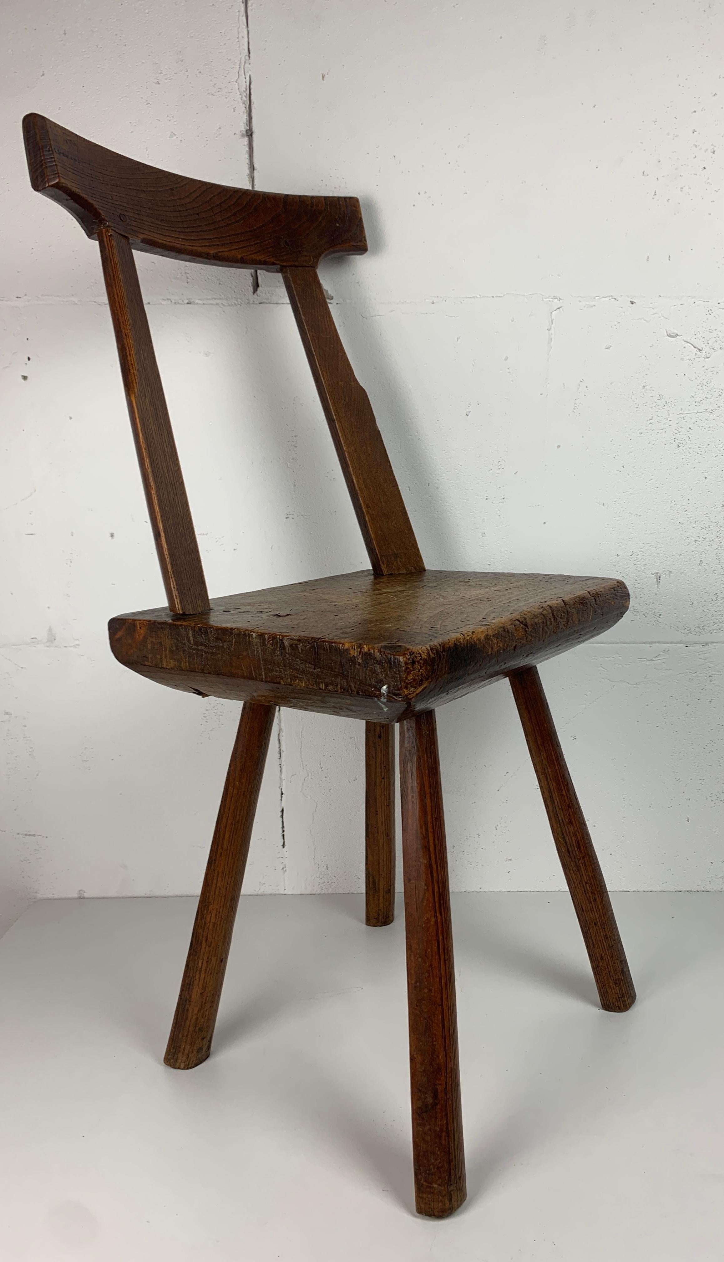 Arts and Crafts Artisanaal antique hand crafted brutalist farm house side chair, Dutch For Sale