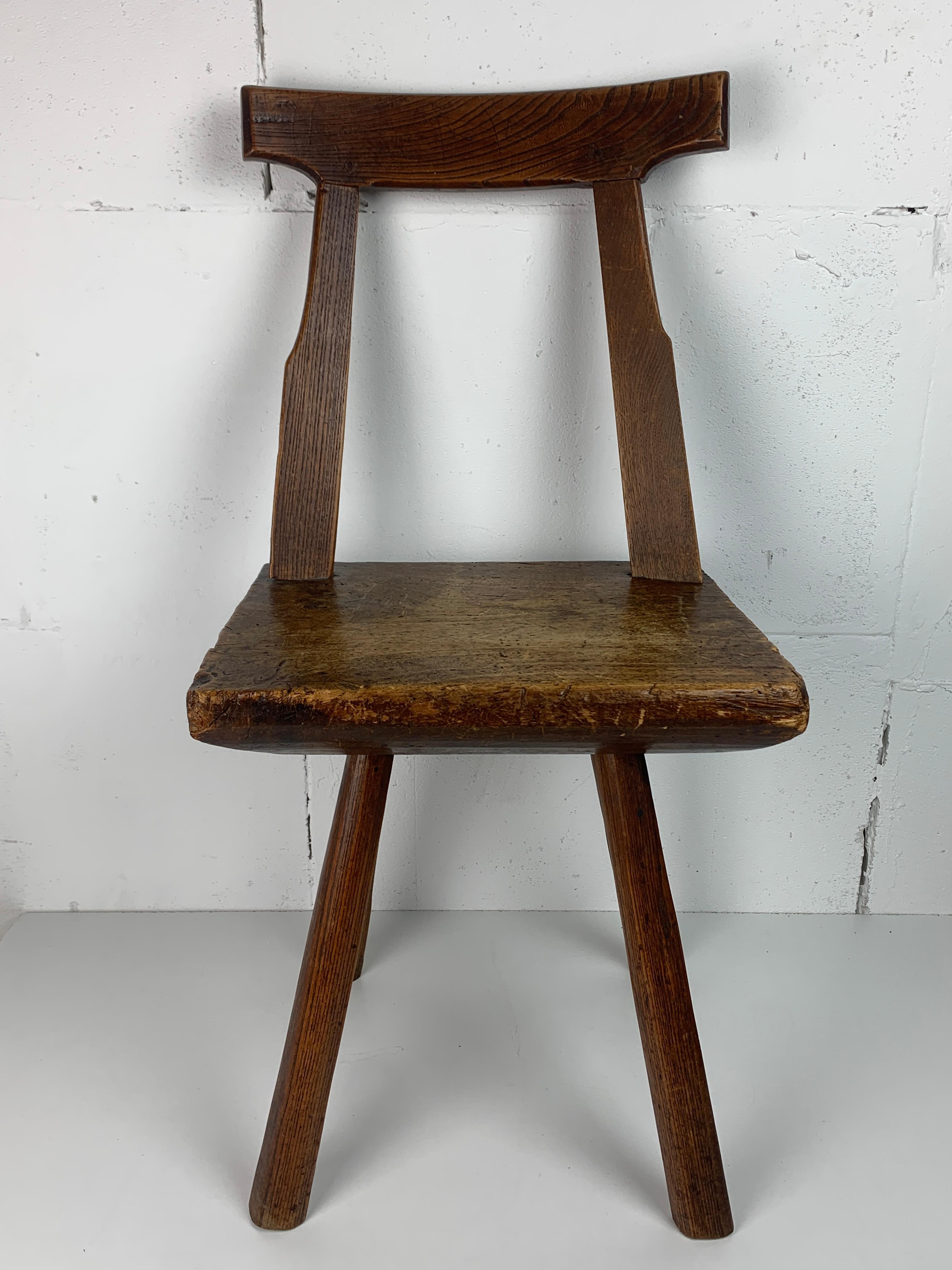 Artisanaal antique hand crafted brutalist farm house side chair, Dutch In Good Condition For Sale In Zaandam, NL