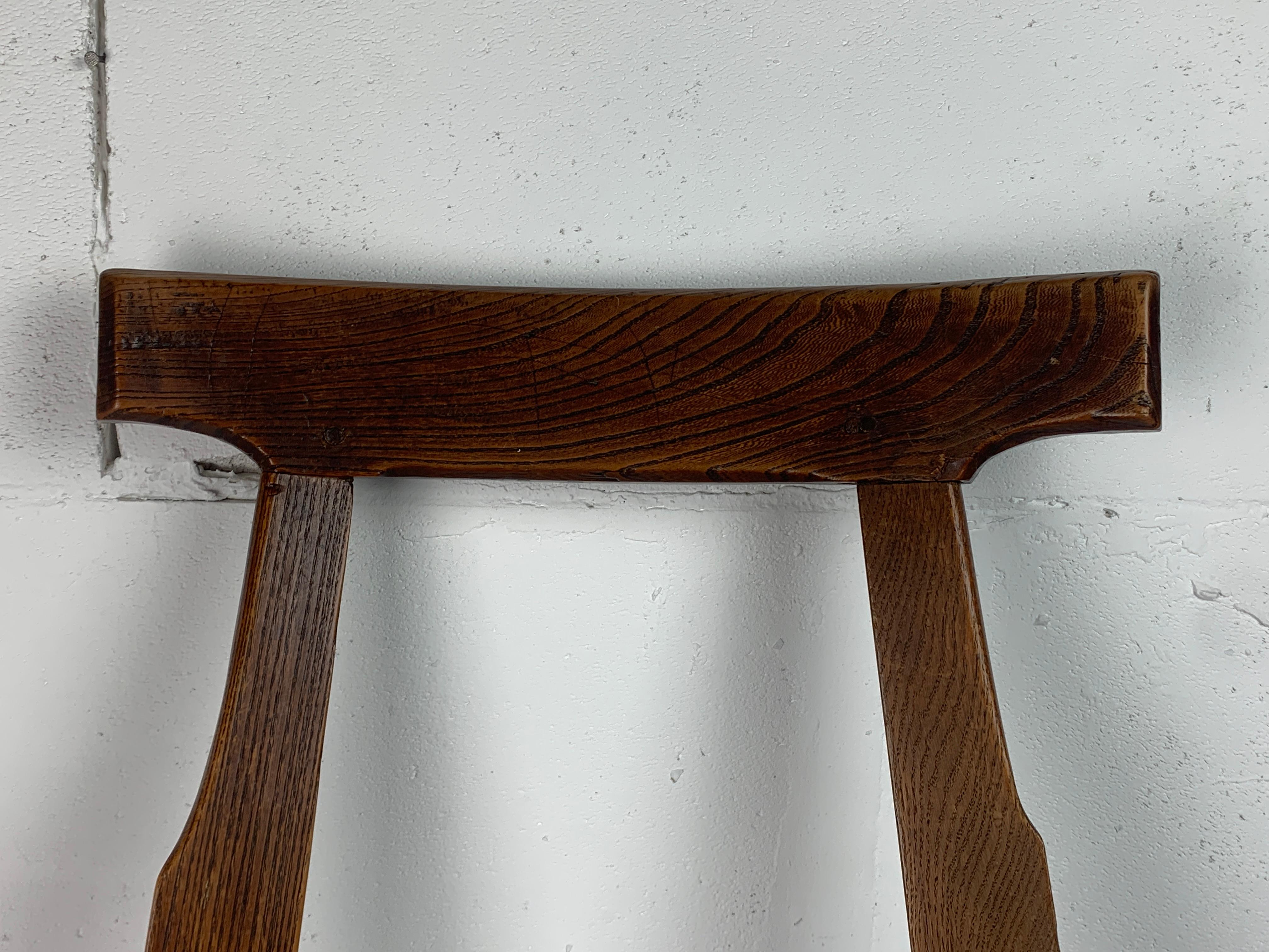 Artisanaal antique hand crafted brutalist farm house side chair, Dutch For Sale 3