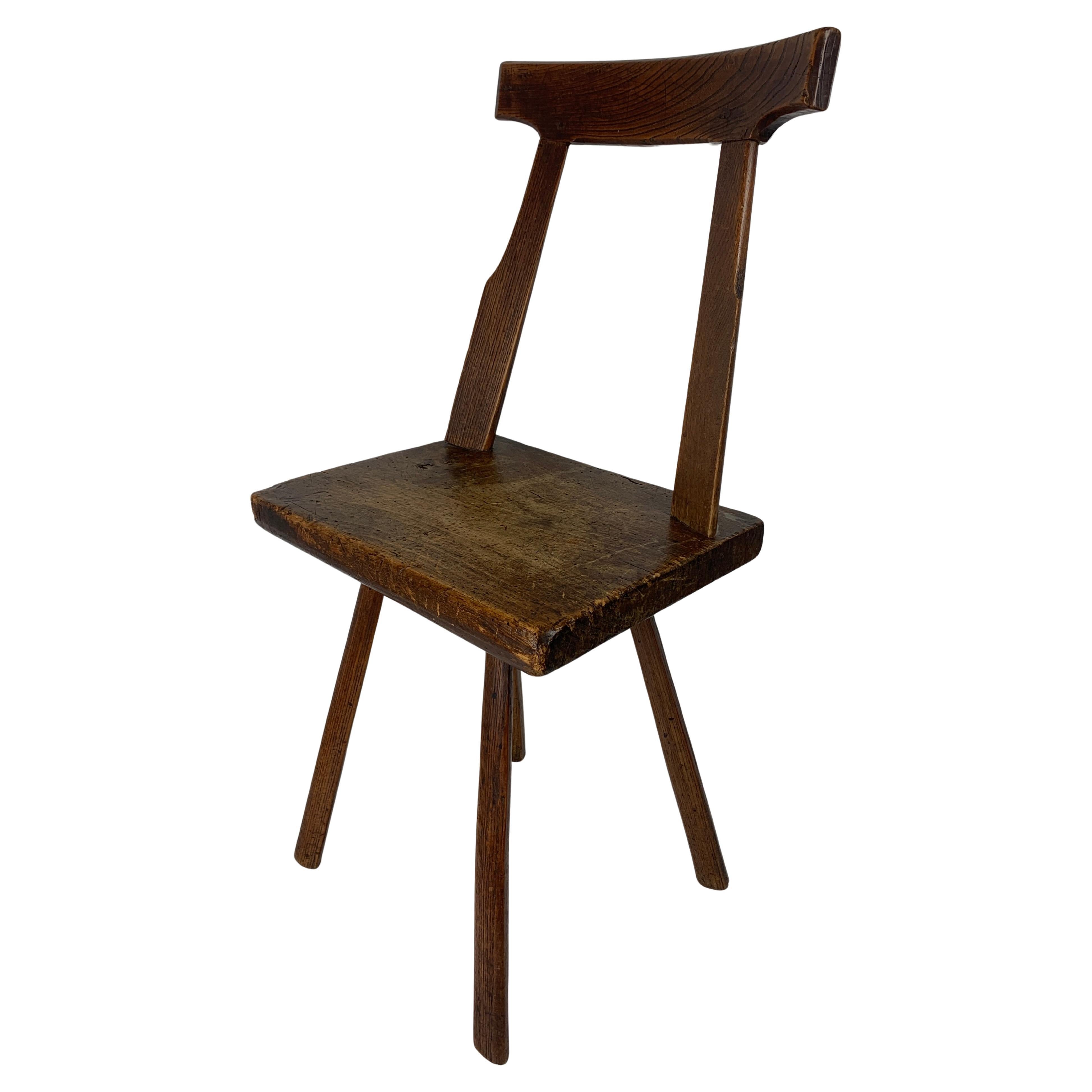 Artisanaal antique hand crafted brutalist farm house side chair, Dutch For Sale