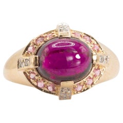 Kunsthandwerklicher 14K Gold und 5.21ct Cabochon Turmalin Ring