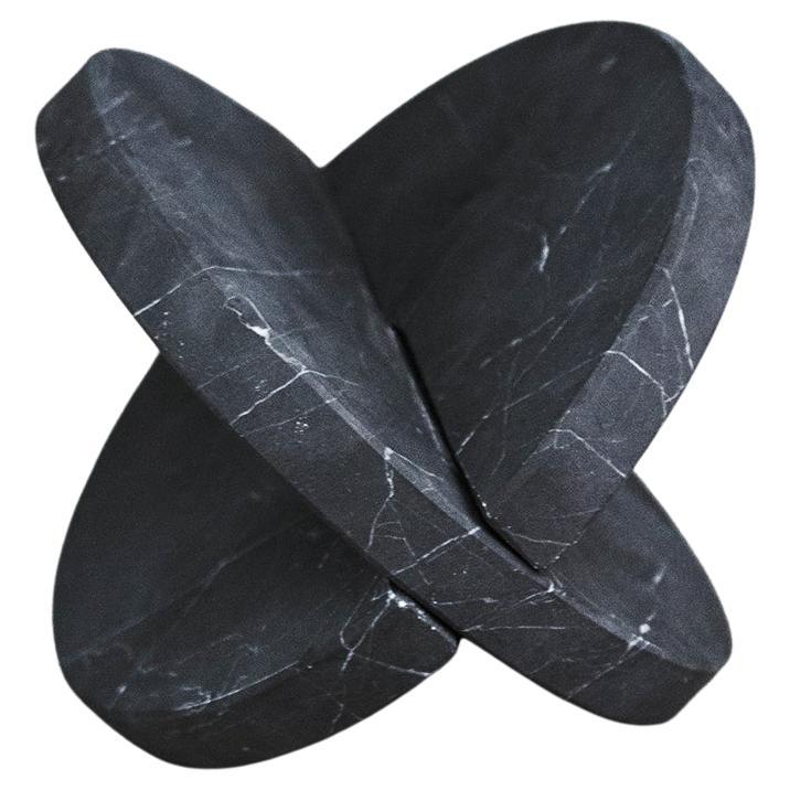 Artisanal Black Marble Ellipse Bookend, in Stock For Sale