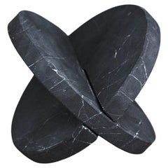 Artisanal Black Marble Ellipse Bookend, in Stock