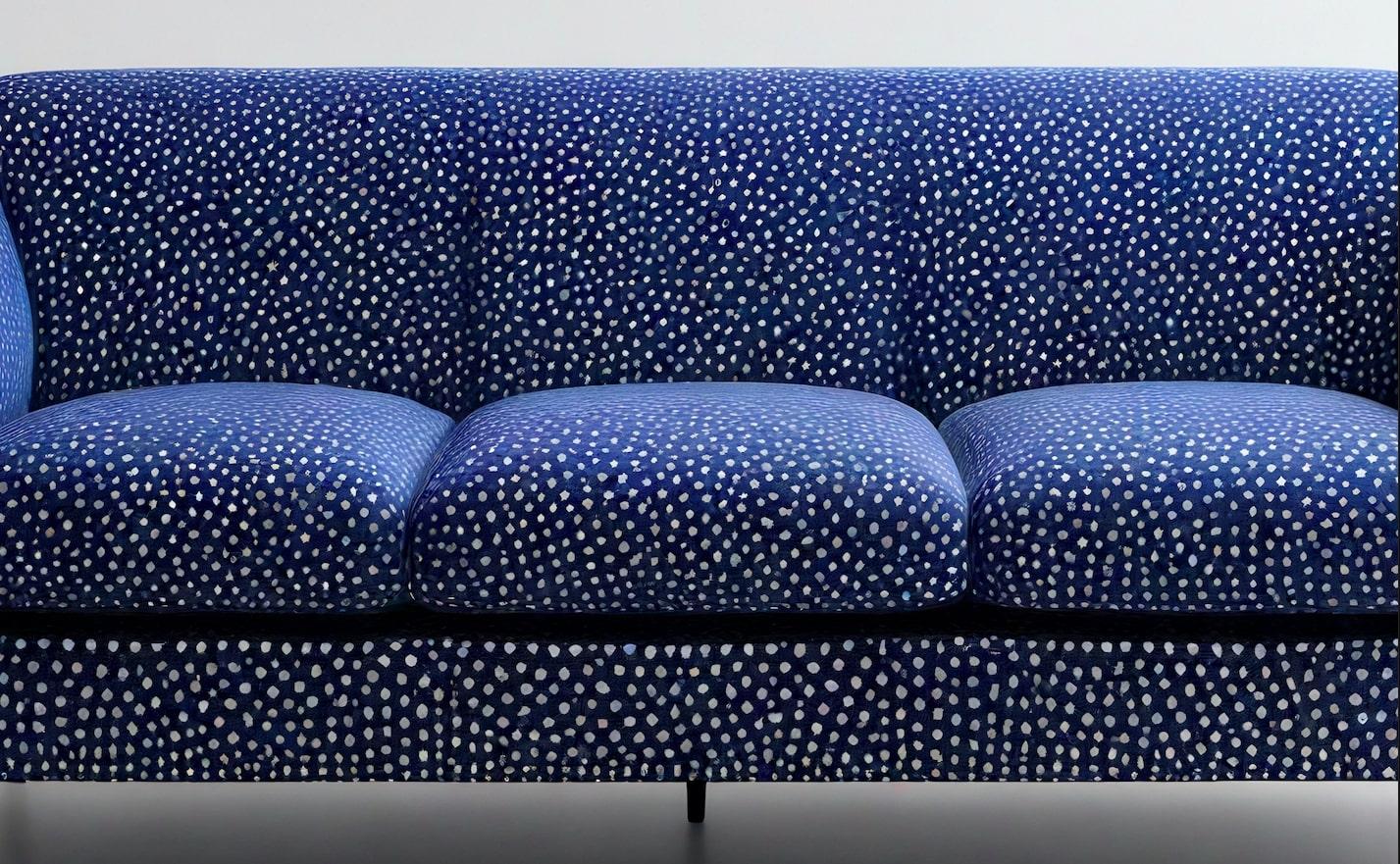 Sofá 3 plazas Polkadot Azul Artesanal Hecho a mano en venta