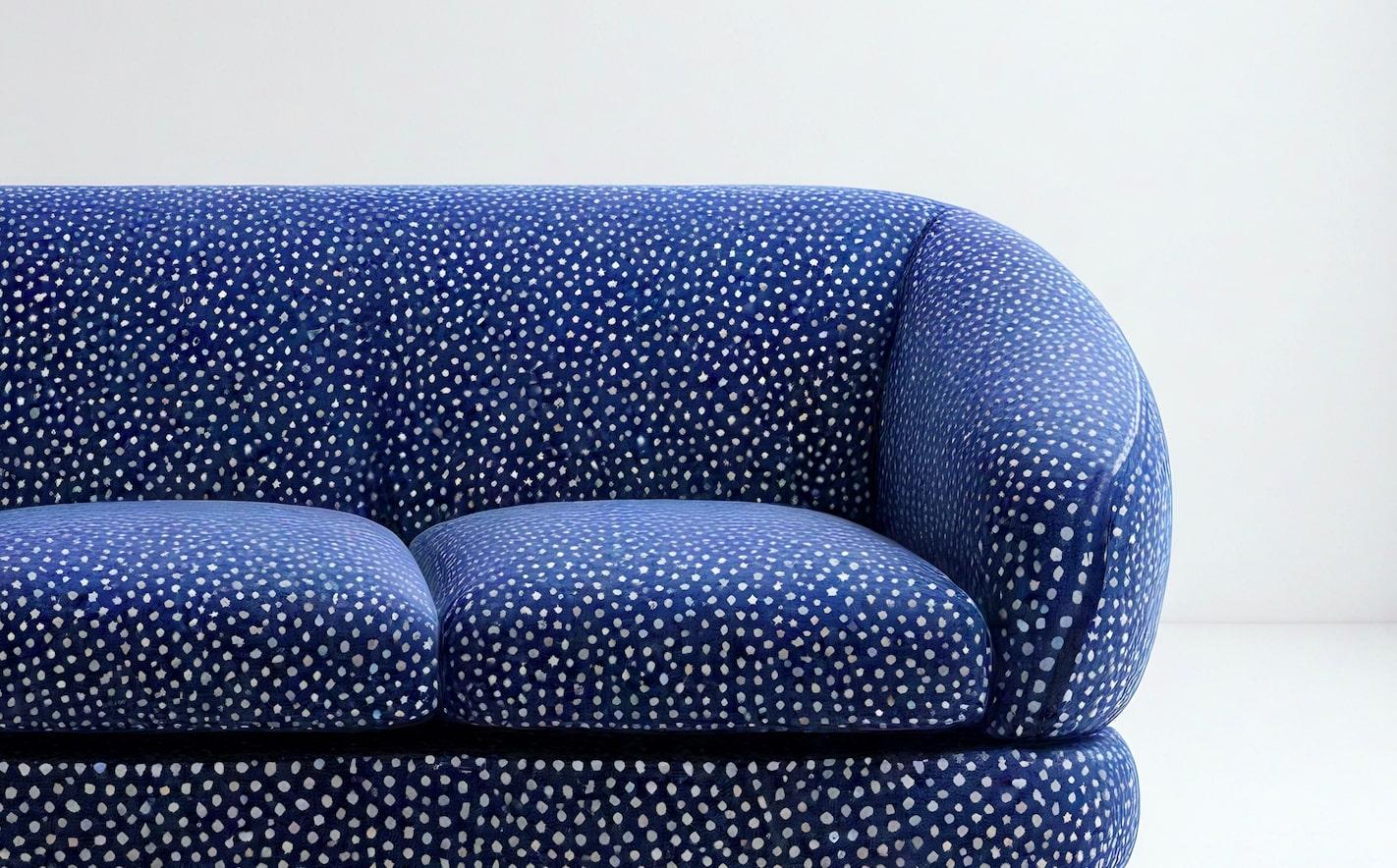 Sofá 3 plazas Polkadot Azul Artesanal en Nuevo estado para la venta en New York, NY