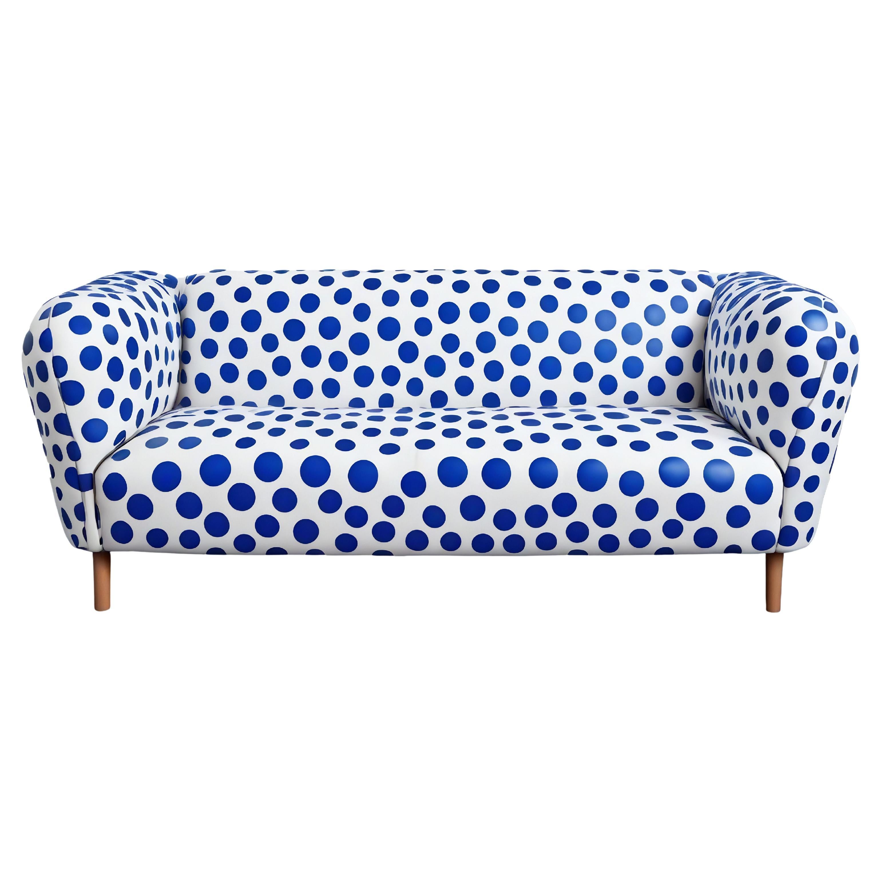 Artisanal Blue Polkadot 3 Seater Sofa