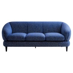Artisanal Blue Polkadot 3-Sitzer Sofa