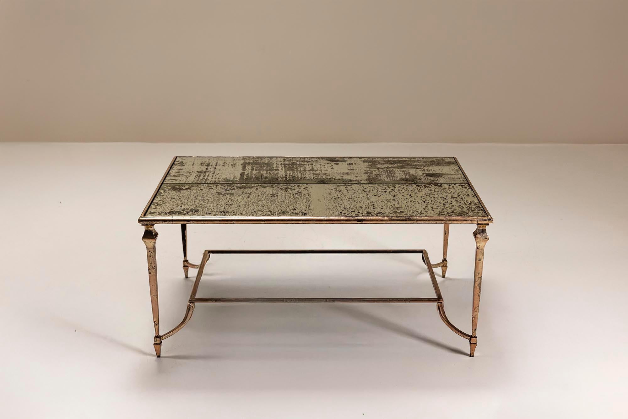 European Artisanal Coffee Table in the Style of Maison Jansen For Sale