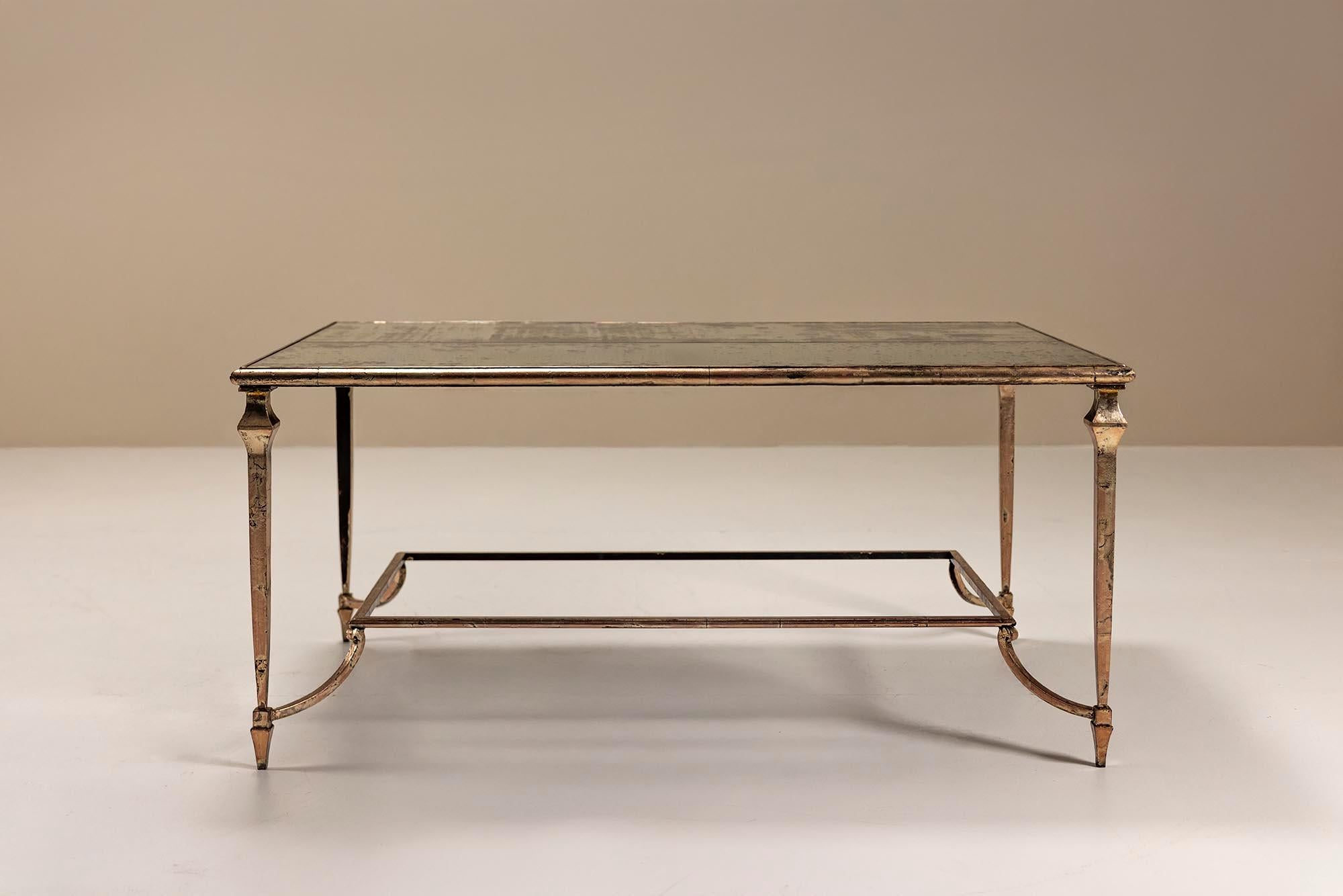 Artisanal Coffee Table in the Style of Maison Jansen In Good Condition For Sale In Hellouw, NL