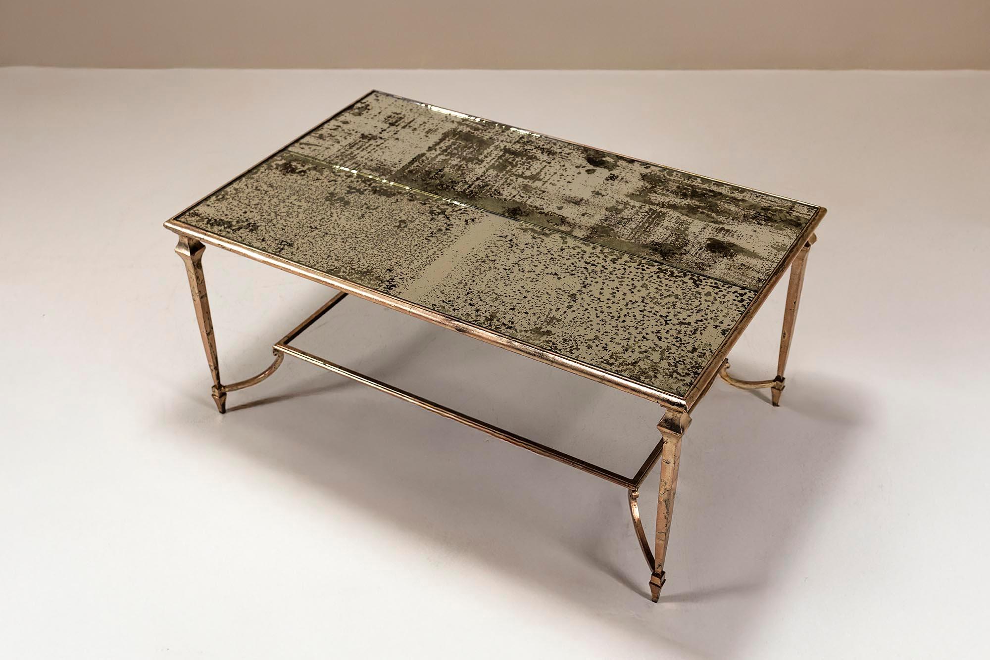 Contemporary Artisanal Coffee Table in the Style of Maison Jansen For Sale