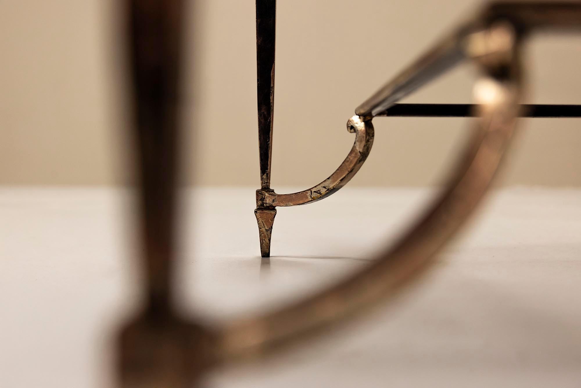 Metal Artisanal Coffee Table in the Style of Maison Jansen For Sale
