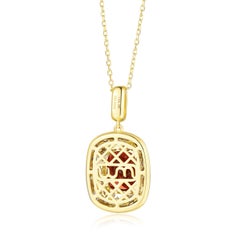 Artisanal Cushion-Cut Garnet Pendant with Diamond Accents