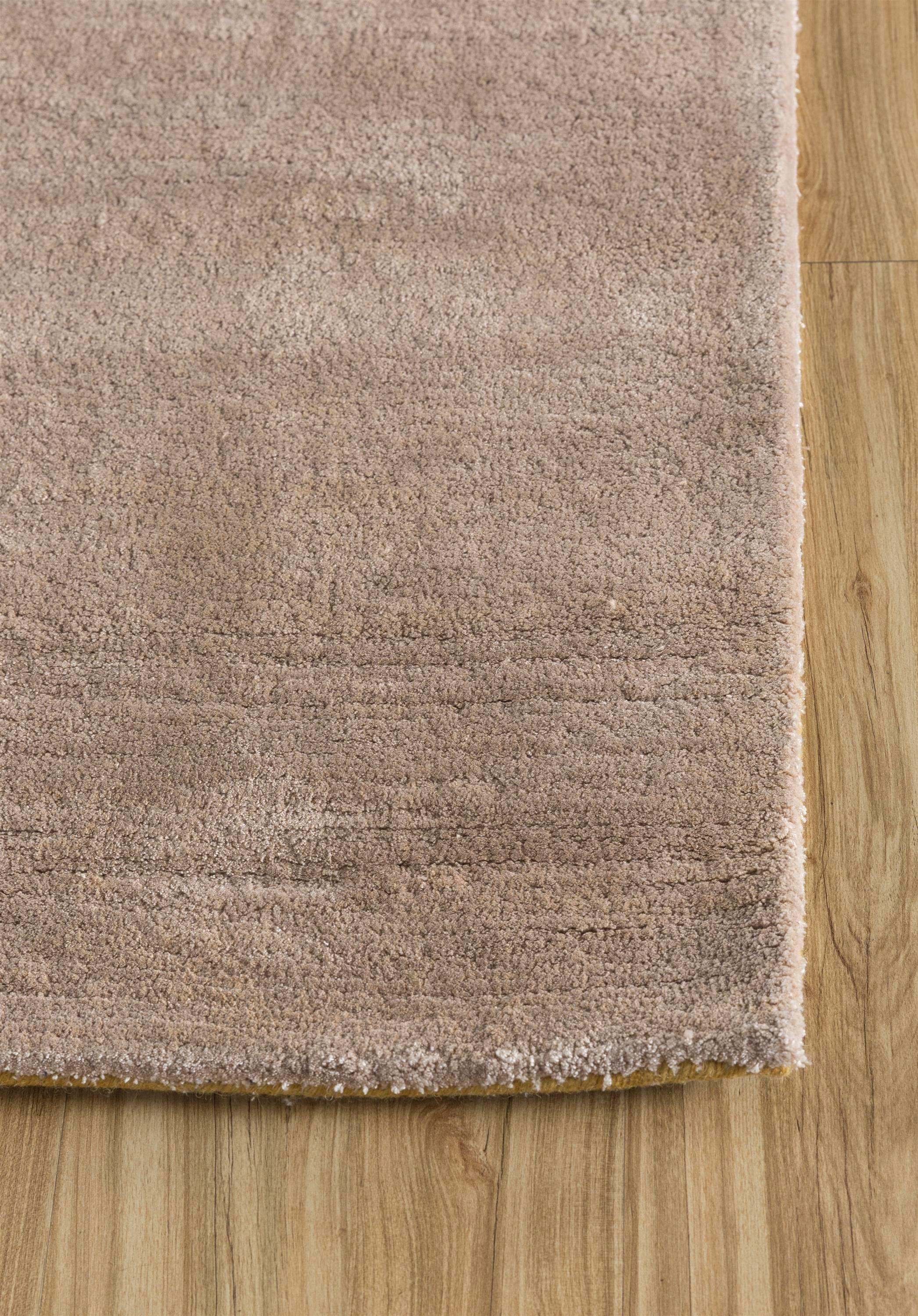 Modern Artisanal Folded Golden Apricot & Ink Blue 120x210 cm Hand Tufted Rug For Sale