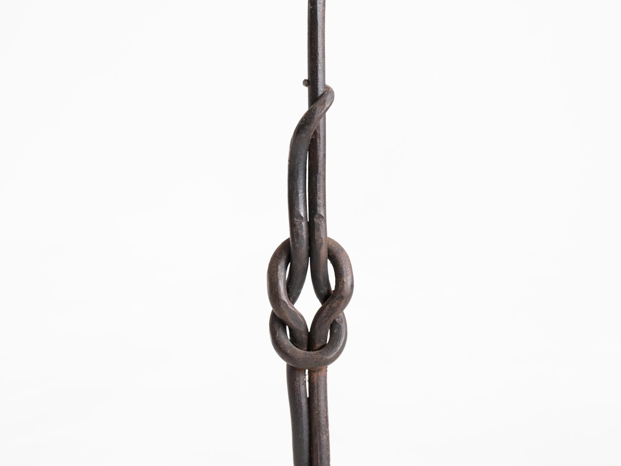 Brutalist Artisanal French Forged Iron Candlesticks For Sale