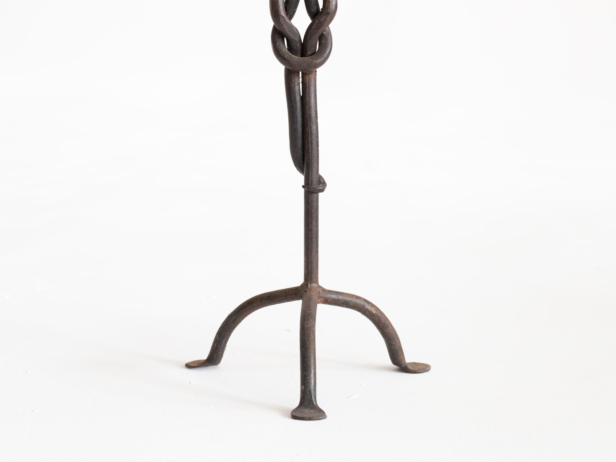 Artisanal French Forged Iron Candlesticks In Good Condition For Sale In Wembley, GB