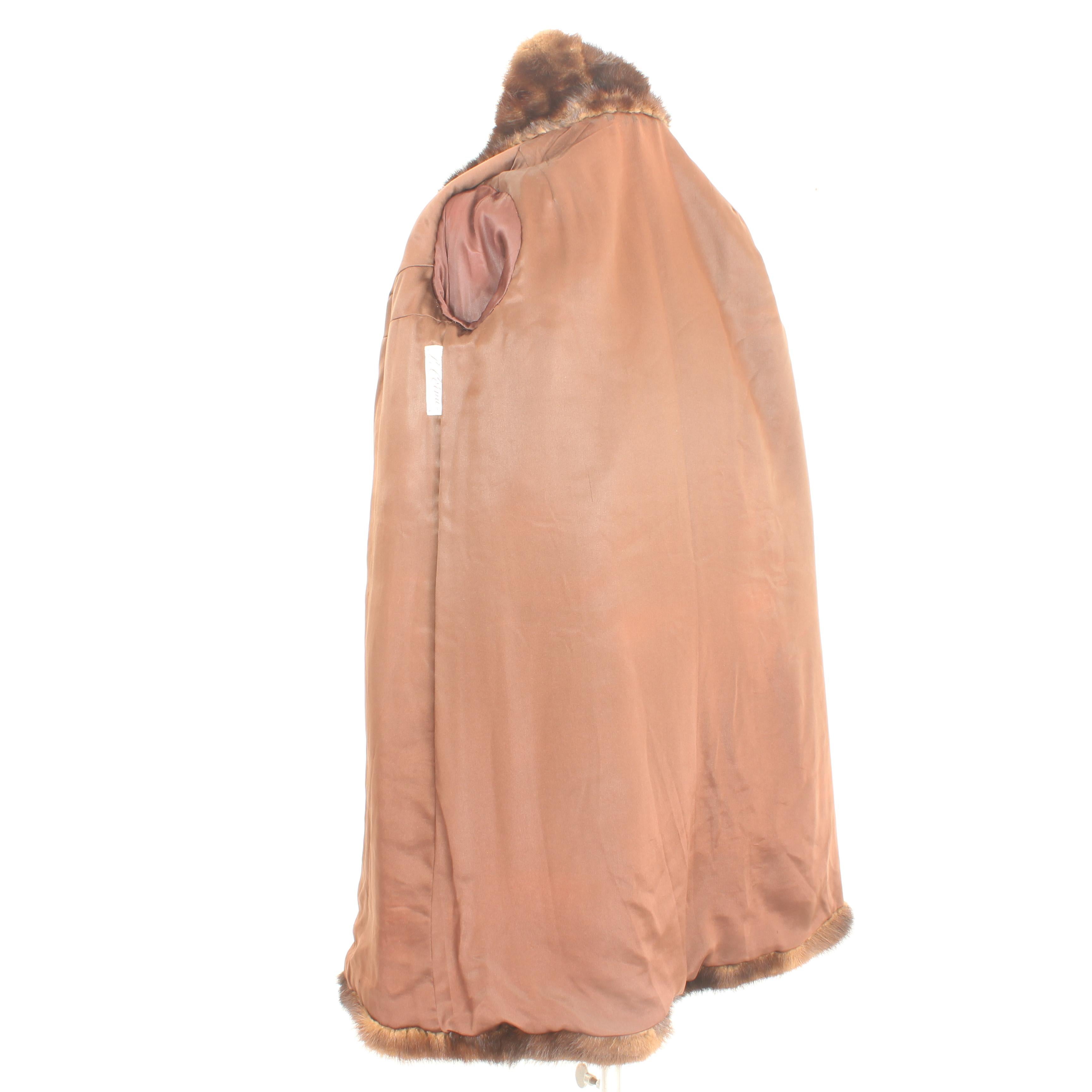 Artisanal French Fur Mink Long Coat Brown Whiskey Vintage 1980 2