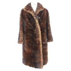 Artisanal French Fur Mink Long Coat Brown Whiskey Retro 1980