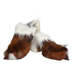 Artisanal Furry 1990’s Cow Skin Platform Mules Clogs - High Heels US 7 / EU 38