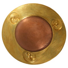 Artisanal Gold Gilded Copper Repoussé Platter from Nepal 
