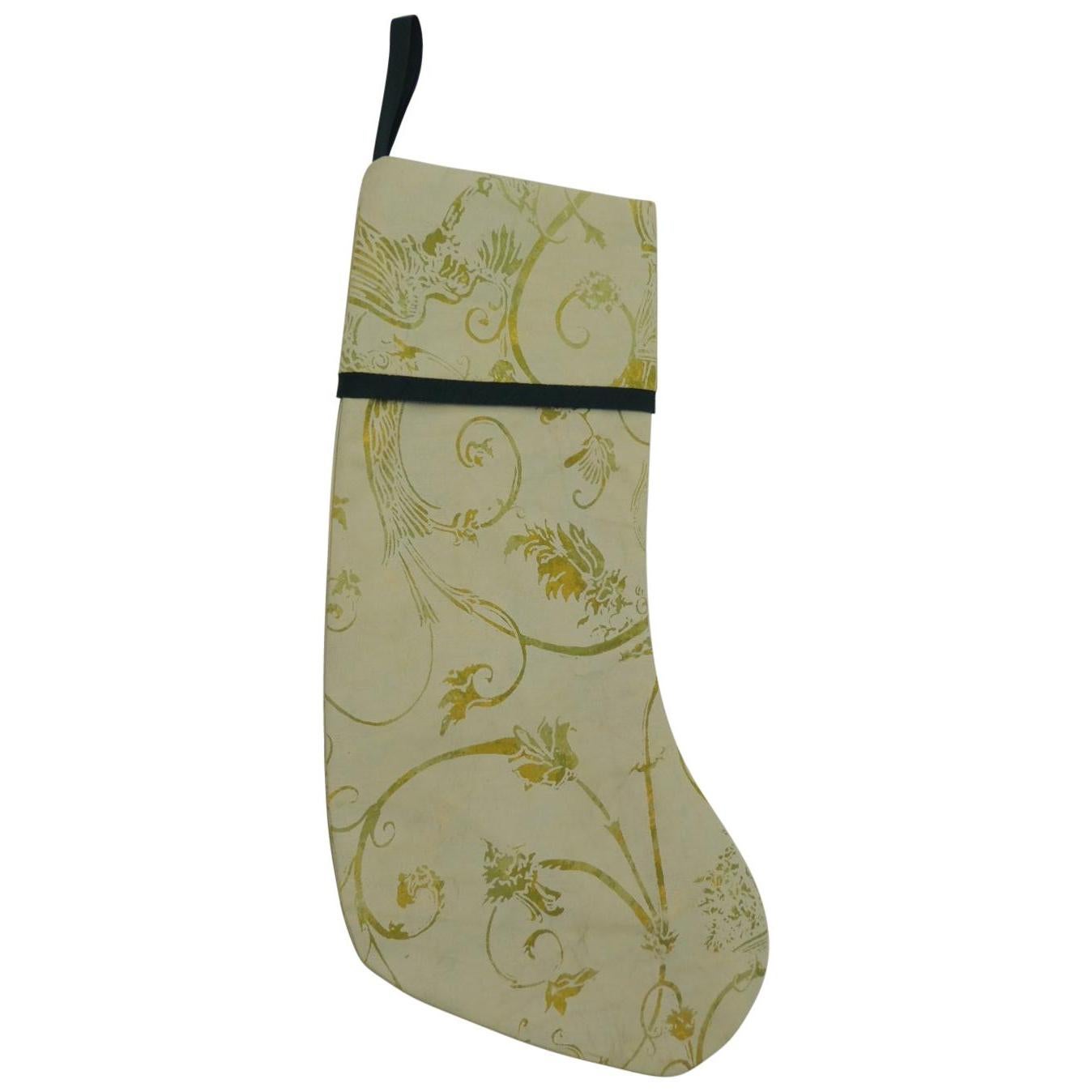 Artisanal Green Holiday Gift Stocking Double-Sided
