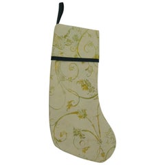 Vintage Artisanal Green Holiday Gift Stocking Double-Sided