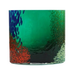 Artisanal Green Murano Glass Vase, 1970s Italian Design