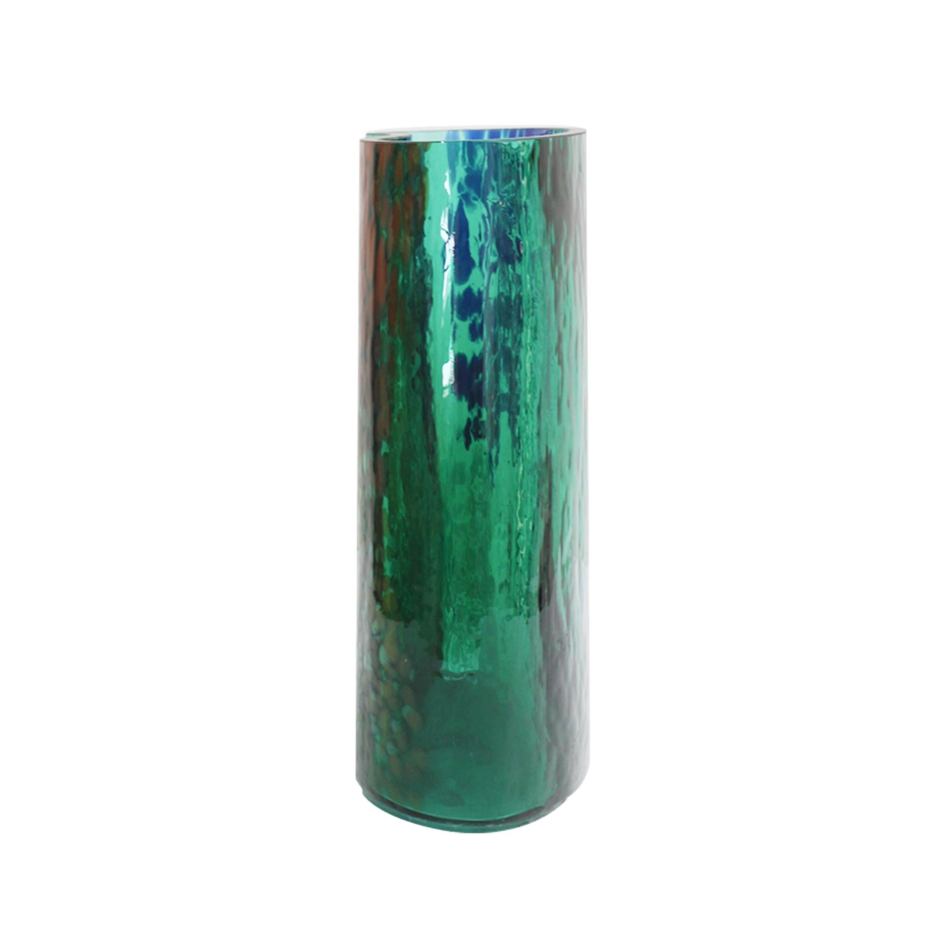 Kunsthandwerkliche Vase aus grünem Muranoglas, 1970er Jahre Italienisches Design (Space Age) im Angebot