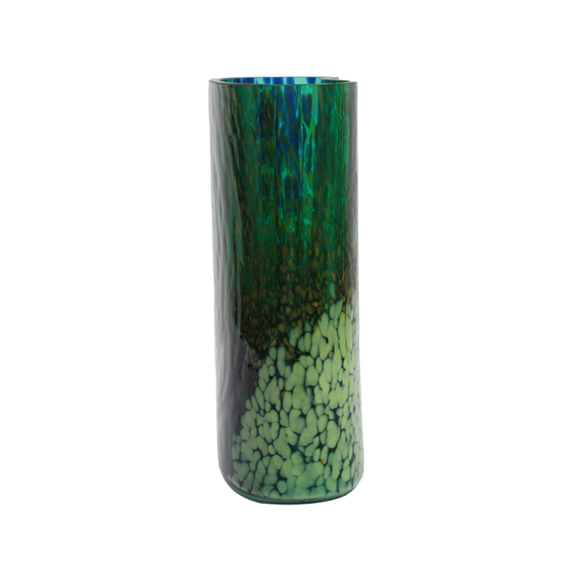 Kunsthandwerkliche Vase aus grünem Muranoglas, 1970er Jahre Italienisches Design (Handgefertigt) im Angebot